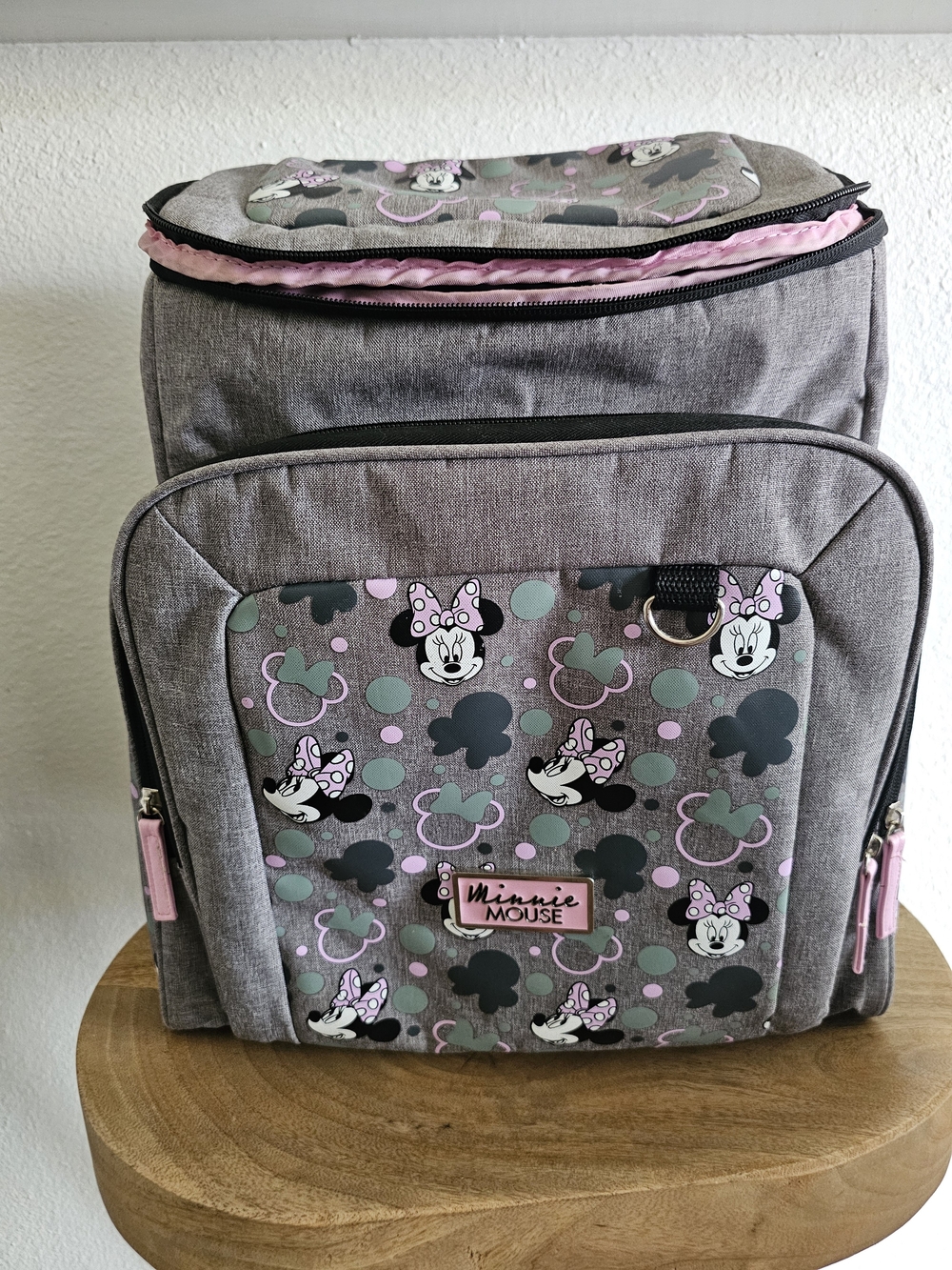 Minni Mouse Diaperbag- Gray with Pink Accents